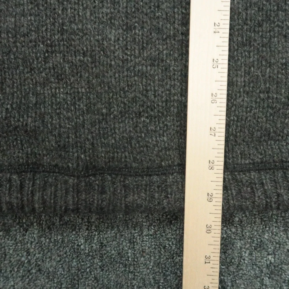LL Bean Sweater Mens Large‎ Tall Gray Lambs Wool Quarter Zip Pockets Pullover